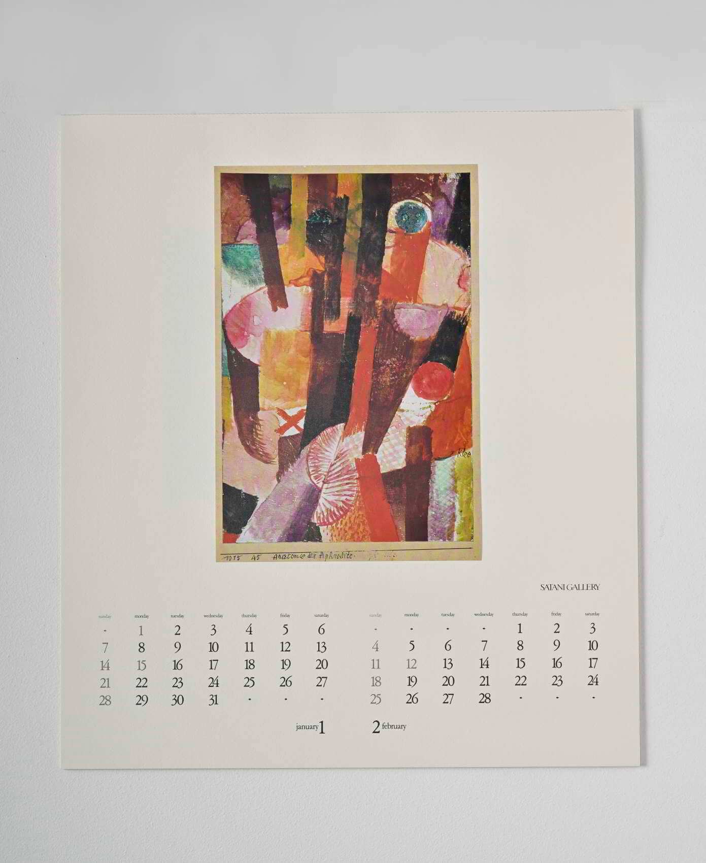 Calendar published at the occation of the Klee exhibition